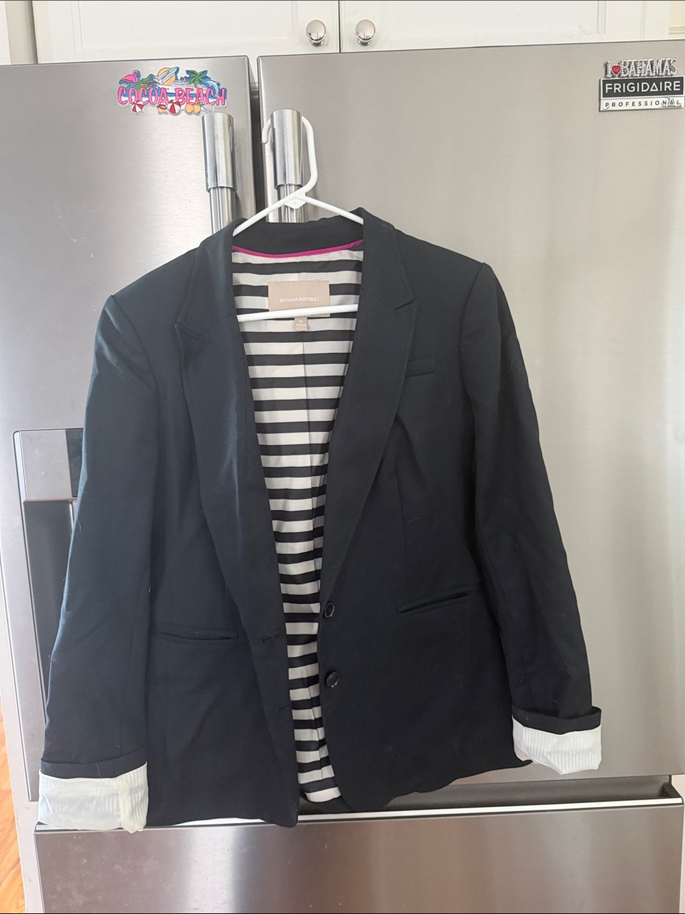 Banana Republic Black Blazer with Striped Lining